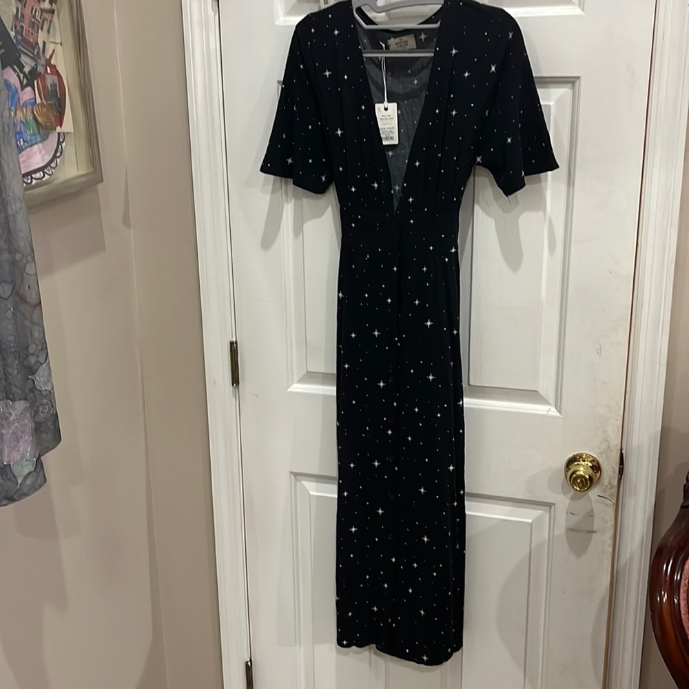 Marine Layer black dress w stars button up size small